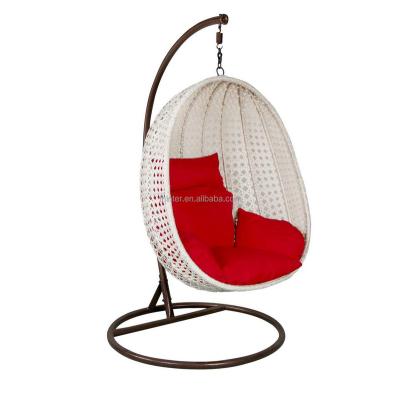 China 1985 Durable OMAIXE Rattan Rattan Round Patio Garden Patio Hanging Egg Swing Chair With Rack Balcony Furniture for sale