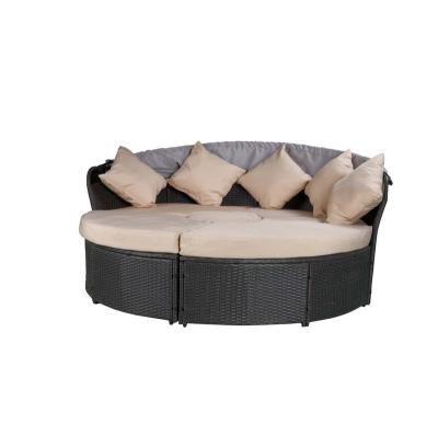 China Comfortable KD Omaixe Sofa Round Bed Furniture Garden Sofa Beds Contemporary Outdoor Circular Round Rattan Beds for sale