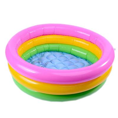 China Hot Selling Eco-friendly Family Games Three Color Round PVC Colorful Round Pool Baby Inflatable Swim Playing Pool For Kids for sale