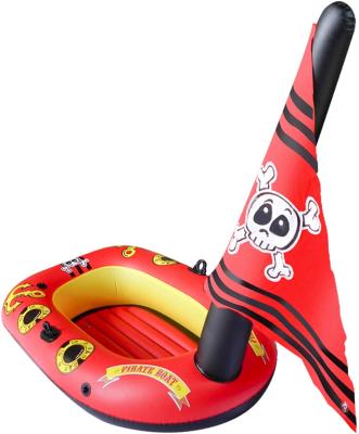 China Outdoor Entertainment Red Inflatable Pirate Ship Or Swimming Product In The Pool Seat Ring Float For Children Pool Bath for sale