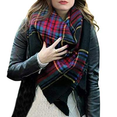 China Warm Soft Chunky Large Blanket Wrap Shawl Tassel Scarf Winter Autumn Women Checked Classic Plaid Scarf for sale