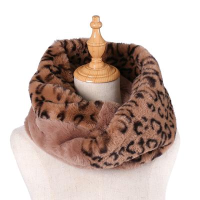 China soft & Luxury Warm Leopard Print Women Winter Faux Rabbit Fur Scarf For Women for sale