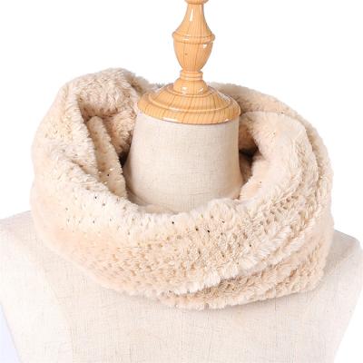 China New Design 2021 New Design Fleece Custom Snood Stylish Winter Neck Warm Knitted Snood Scarf Plus Plush for sale