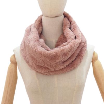 China soft & Fashion Women Infinity Loop Scarf Warm Winter Knitted Fluffy Neck Wool Muffler Faux Flocky Rabbit Fur Warmer Scarf for sale