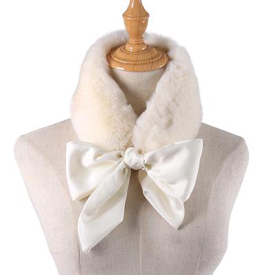 China soft & Real Fox Fur Scarf Shawl Warm Fashionable Collars With Ribbon Women Winter Thick Warm Hairy Scarf for sale