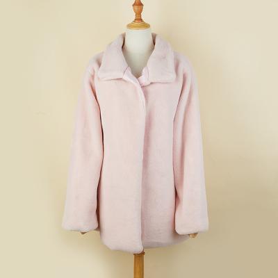 China Fashion Breathable Pink Clothes Cardigan Collar Faux Rabbit Fur Coat For Women Winter Warm for sale