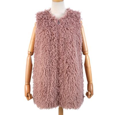 China Fashion Long Hair Plush Faux Fur Sleeveless Vest Breathable Pink Vest For Women Winter Autumn Warm for sale