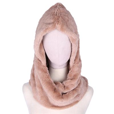 China Wholesale COMMON Brown Faux Fur Winter Hat Scarf For Women Warm Hat Cap With Scarves for sale