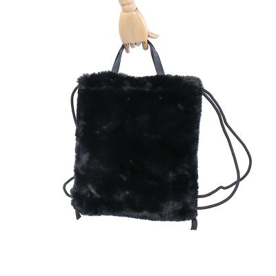 China Soft Winter Faux Fur Lady Bags Elegant Black Handbags Women Bag for sale