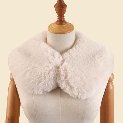 China soft & Hot New Fashion White Faux Rabbit Scarf Women Fake Coat Scarves Fake Fur Collar for sale