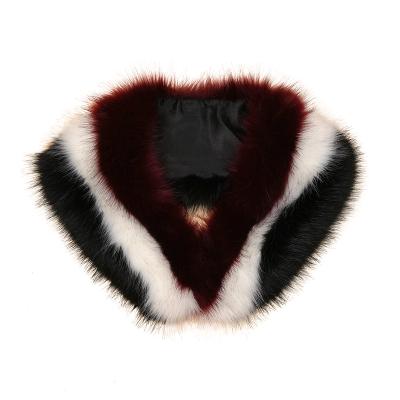 China soft & Large Faux Fox Fur Collar Scarf New Splice 3 Color Long Warm Hair Scarf For Women Jacket Coat Scarves Collar for sale