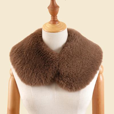 China soft & New Fashion Brown Big Faux Rabbit Fur Long Warm Hair Scarf Women Coat Faux Fur Collar for sale