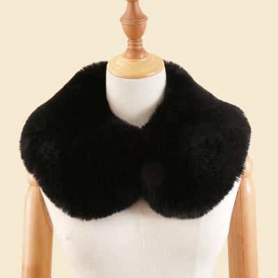 China soft & New Fashion Big Faux Rabbit Fur Collar Scarf Long Warm Black Hair Scarf For Women Coat Scarves Collar for sale