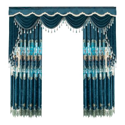 China 100% European Blackout Factory Direct Polyester Style Cutwork Chenille Embroidery Curtain For Bedroom for sale