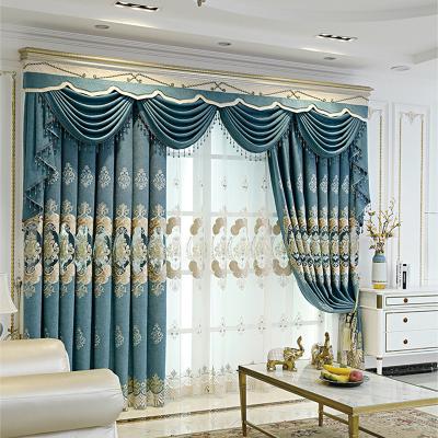 China Luxury Blackout Blackout Chenille Floral Design Blackout Elegant Style Design Turkish Embroidery Curtain New for sale