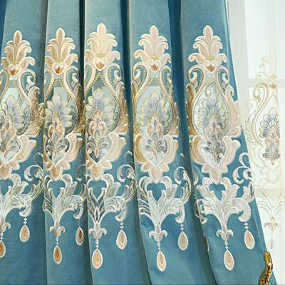 China Blackout Europe Luxury High-end Simple Style Customized Cutwork Chenille Embroidery Curtain For Living Room for sale