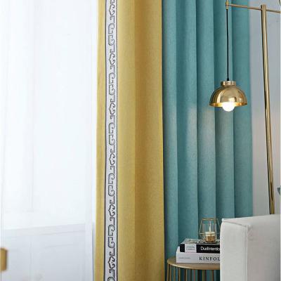 China Customized Luxury 100% Modern Blackout Polyester Simplicity Wool Chenille Quilting Curtain For Living Room for sale