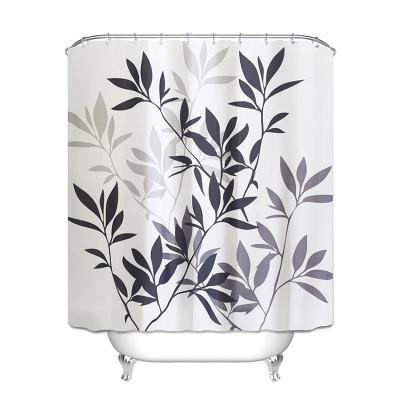 China Overlanding Fashion Polyester Blackout Large Sheet Manufacturer Custom Print Bamboo Leaves Shower Curtain for sale