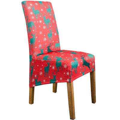 China Plain Folding Spandex Printed Stretch Elastic Wholesale Christmas Dining Chair Cover For Restaurant for sale