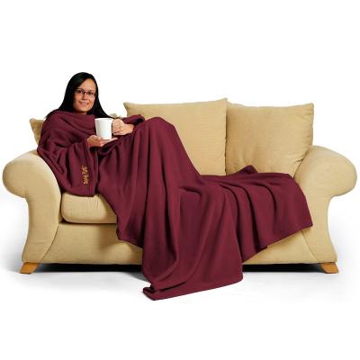 China Custom Folded Korean Oversized Luxury Wearable Polyester Hoodi Sublimation Snuggie Blanket With Sleeves for sale