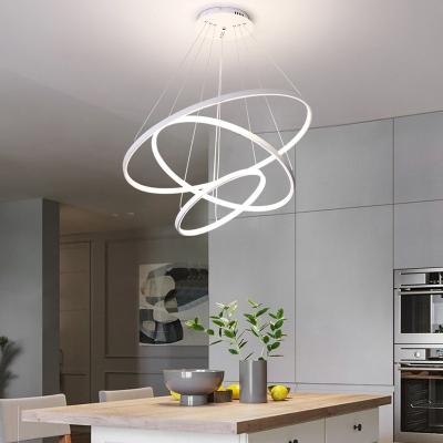 China Modern Modern Led Pendant Light 3 Rings 90w Modern Chandelier For Living Room Dining Room 3 Colors Dimmable for sale