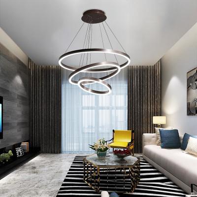 China Modern Modern 80w 3 Colors Led Pendant Lights For Living Room Dining Room Dimmable With Remote Rings Pendant Lights for sale