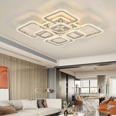 China Contemporary Modern Home 60w Color LED Acrylic Square Ceiling Lights Chrome Chandelier Ceiling Lamp Living Room Bedroom for sale