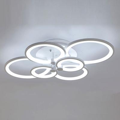 China Modern Modern LED Ceiling Lamp 6rings 48w Chandelier Light With Remote Controller For Living Room Bedroom for sale