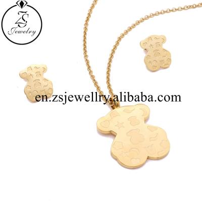 China Fashion Cute Jewelry Chain Necklace Set Women Earrings Design Hot Selling Stainless Steel Gold Plated Jewelry for sale