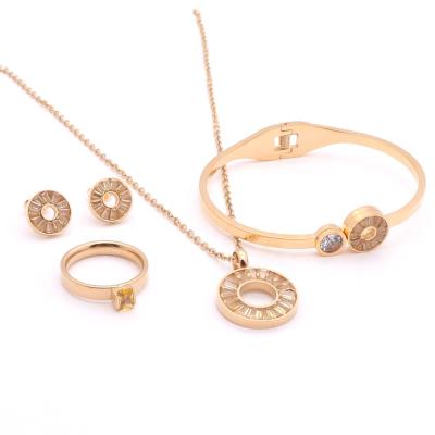 China TRENDY Fashion Jewelry Set Wholesale Gold Set Stainless Steel Jewelry Sets Necklace for sale