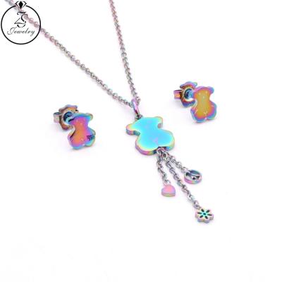 China Latest Cute Multicolor Jewelry Sets Moq Stainless Steel Fashion Jewelry Small Girl Jewelry Set for sale