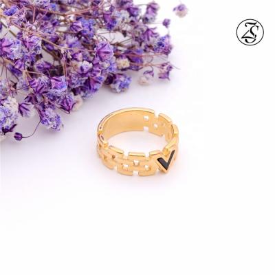 China Stylish Elegant Jewelry Letter V Finger Rings Stainless Steel Rings for sale