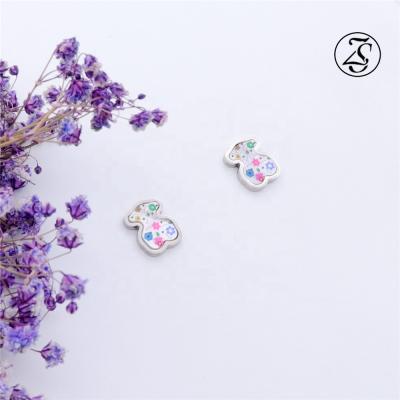 China Cute Silver Stainless Steel Animal Earring Colorful Jewelry Earring Fashion Jewelry for sale