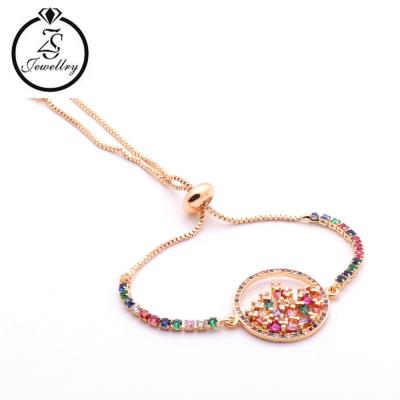 China Woman Chain Bracelet Ethnic 18K Gold Plated Bracelet Women Bracelet For Wedding Colorful Stone for sale