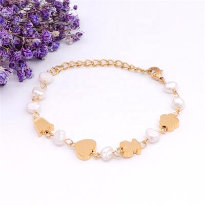 China CLASSIC Adjustable Stainless Steel Bracelet Flower Heard Animal Bead Bangle Bracelet Charm Women for sale