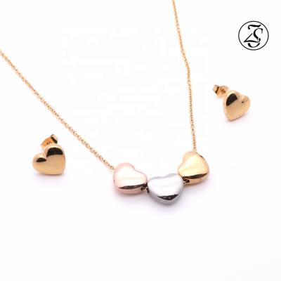 China CLASSIC Gold Plated 18K Gold Jewelry Set Necklace Set Jewelry Heart Shape Stud Earring for sale