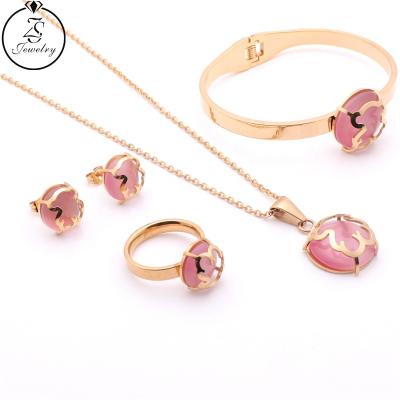 China Ring Designs For Women Natural Stone Necklace Popular Big Stone Bracelet Set With Earring for sale