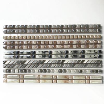 China Decorative Wall Gold Silver Crayon Metallic Tiles Glazed Ceramic Trim Tile Borders for sale