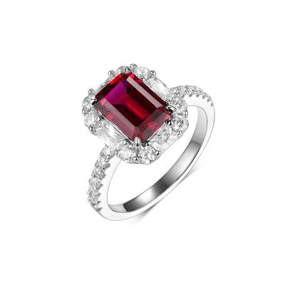 China Trendy Ruby Engagement Rings from Fashion 925 Sterling Silver Jewelry Grandmother Ruby Rings for Women for sale