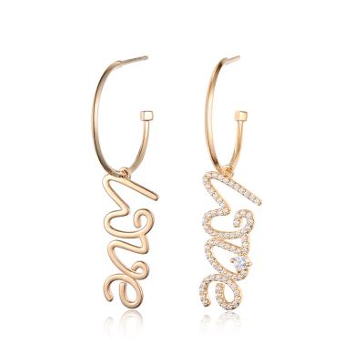 China TRENDY Type LOVE Personality Fashion AB Earrings Rose Gold Earrings Jewelry 925 Earrings Party Girls for sale