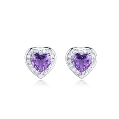 China Hot Selling FASHIONABLE Sterling Silver Gemstone Jewelry Heart Gemstone Earrings Stud Earrings for sale