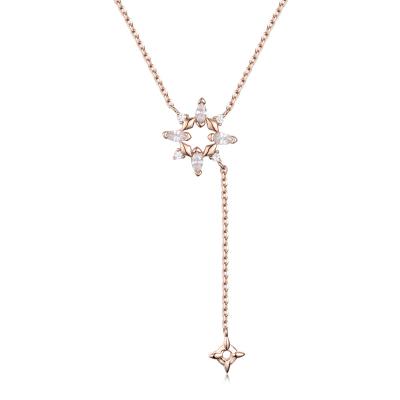 China CLASSIC Trendy Rose Gold Plated 925 New Pearl Silver Chain Necklace Brand Ladies Design Pendant for sale