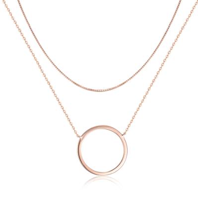 China CLASSIC Fashion Trend Round Necklace Rose Gold Plated 925 Sterling Silver Double Layer Necklace for sale