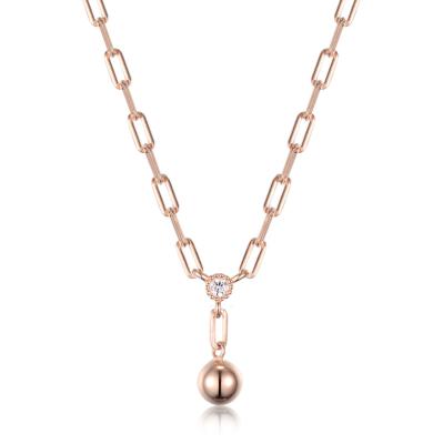 China Cute Ball Necklace Sterling Silver Rose Gold Plated Fashion Ladies Necklace Pendant for sale