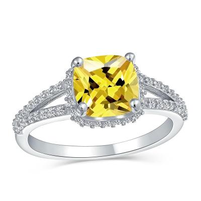 China Newest Design FASHIONABLE Place Ring Cushion Cut Engagement Ring in Sterling Silver for sale