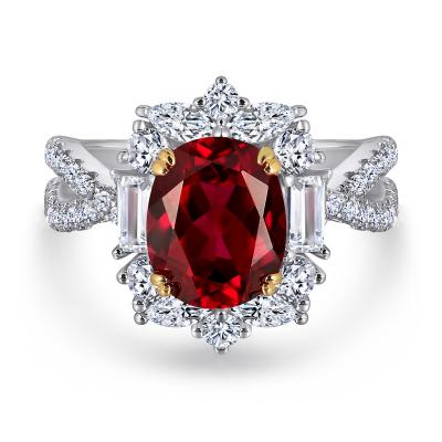 China MYR532 Wholesale Ladies TRENDY Ruby Wedding Halo Ring 925 Sterling Silver Zircon Ruby Ring for sale