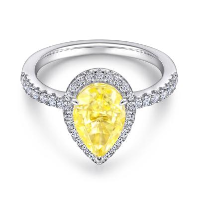 China FASHIONABLE Ladies Ring Lab Grown Yellow Gemstone MYR535 Sterling Silver Platinum Plated Zircon Engagement Ring for sale