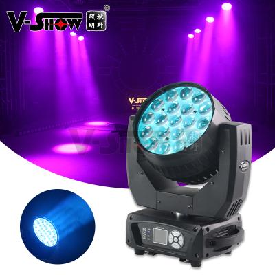 China Warehouse Zoom Stage Light Beam Wash Moving Head With Zoom Function 19x15w 4 in 1 Professional Zoom Led Light for sale