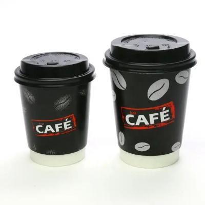 China Disposable Paper cup black 8oz 12oz paper soup cup disposable paper cup with lids for sale