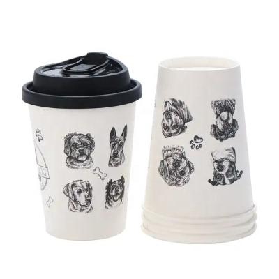 China Disposable Double paper cups 12 oz hot double wall coffee cup kraft  bubble tea paper cups for sale